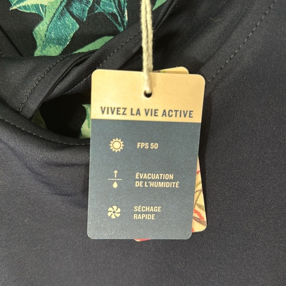 Tommy Bahama XS sleeveless active tanks set of 2 teal green tropical &solid navy - Picture 6 of 6